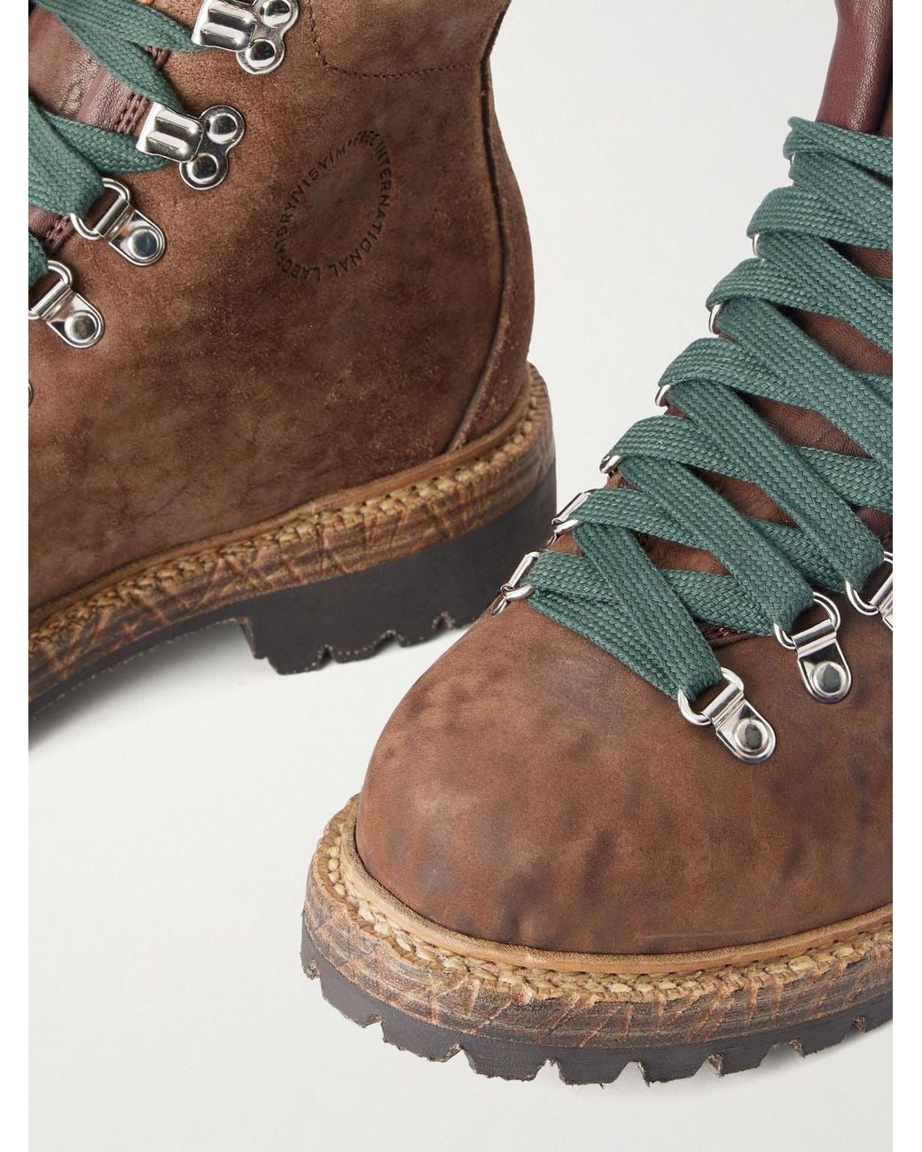 Visvim Brown Whymper Folk Distressed Leather Lace-Up Boots for men