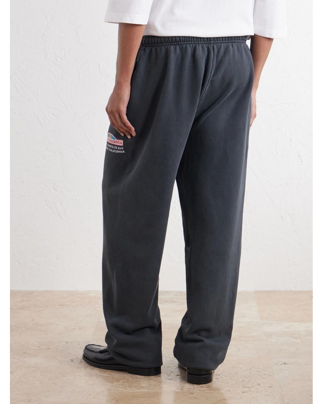 Willy Chavarria Gray Wide-Leg Printed Cotton-Jersey Sweatpants for men