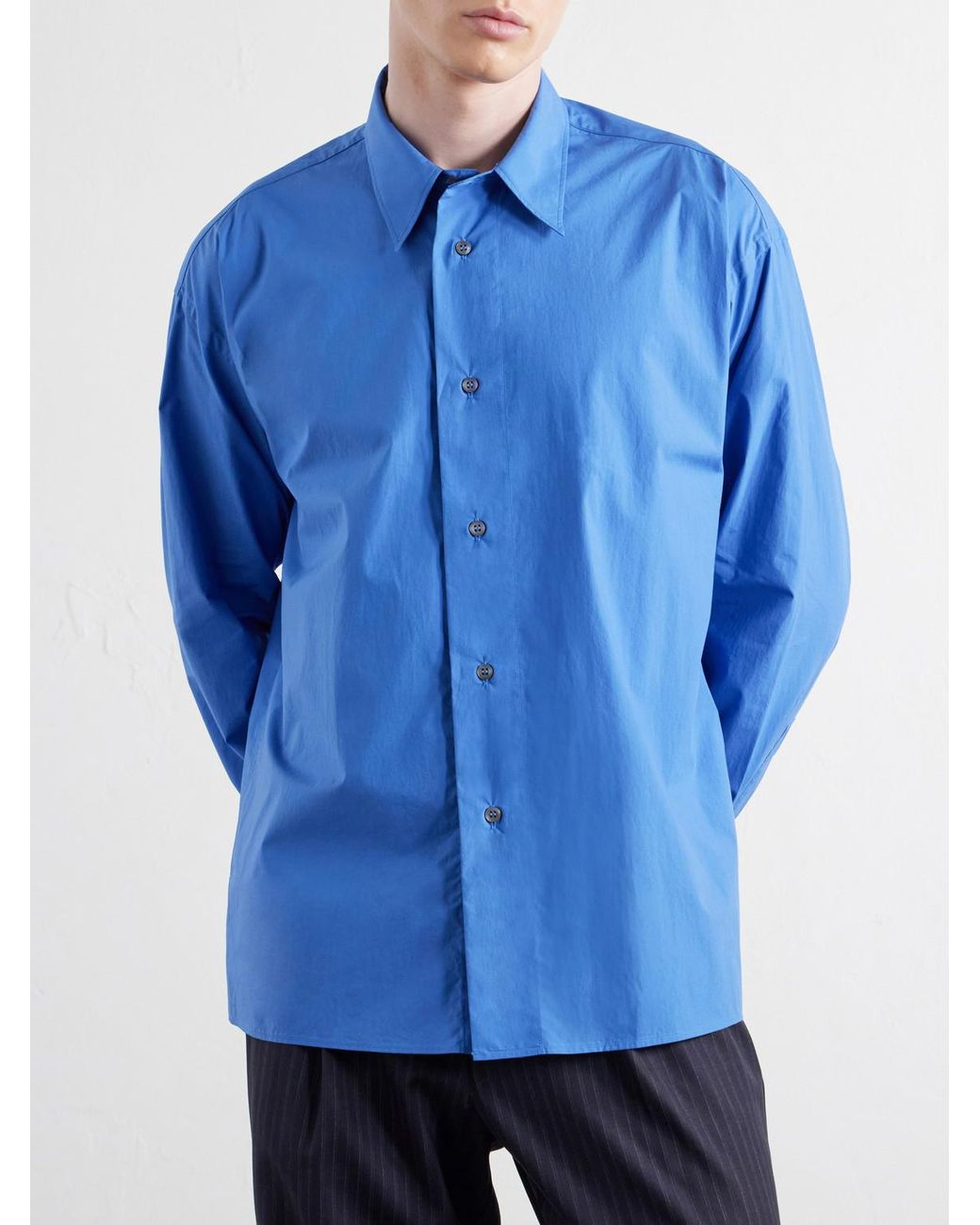 Studio Nicholson Blue Cotton-Poplin Shirt for men