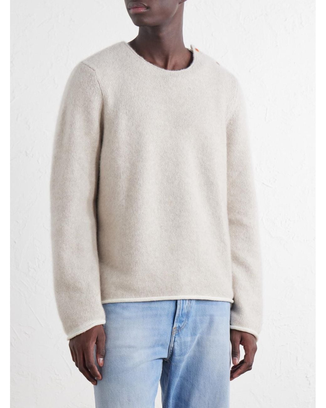 God's True Cashmere White Bouclé Cashmere Sweater for men