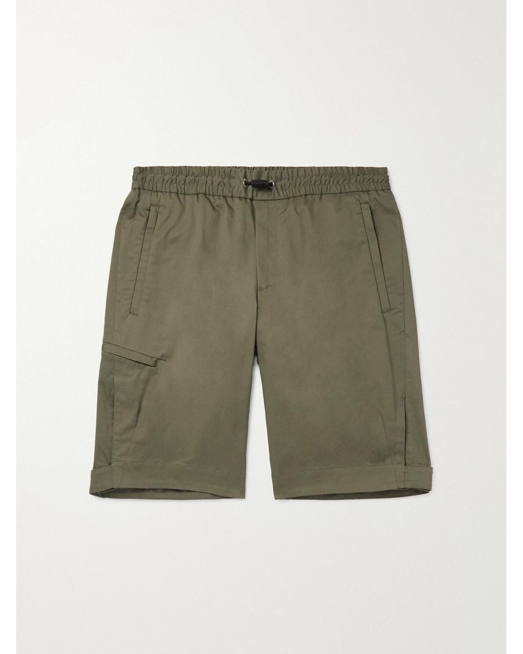 Moncler Green Straight-Leg Cotton-Blend Gabardine Shorts for men