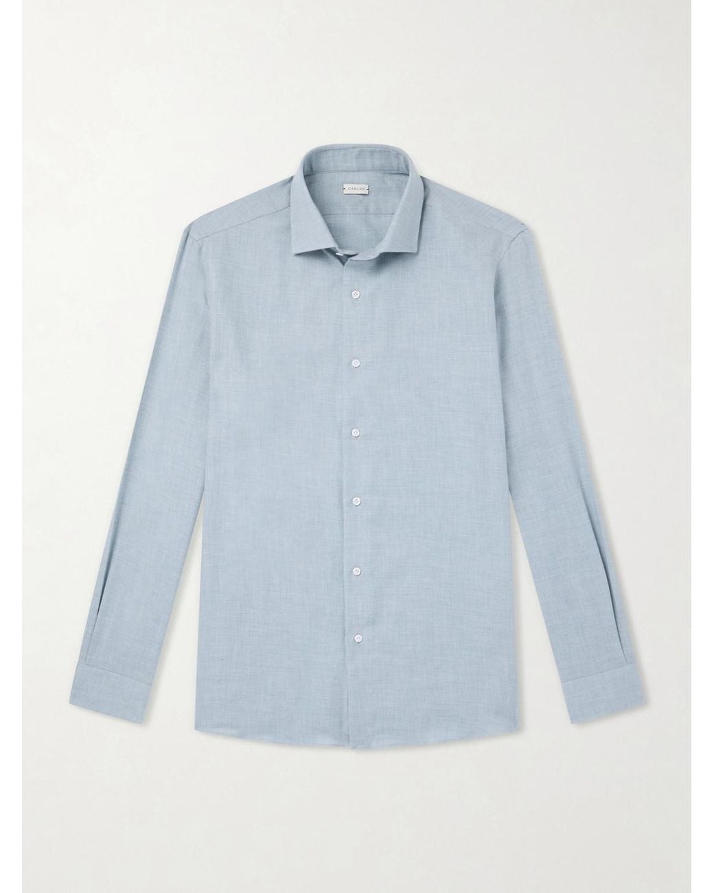 Caruso Blue Cotton And Cashmere-Blend Shirt for men
