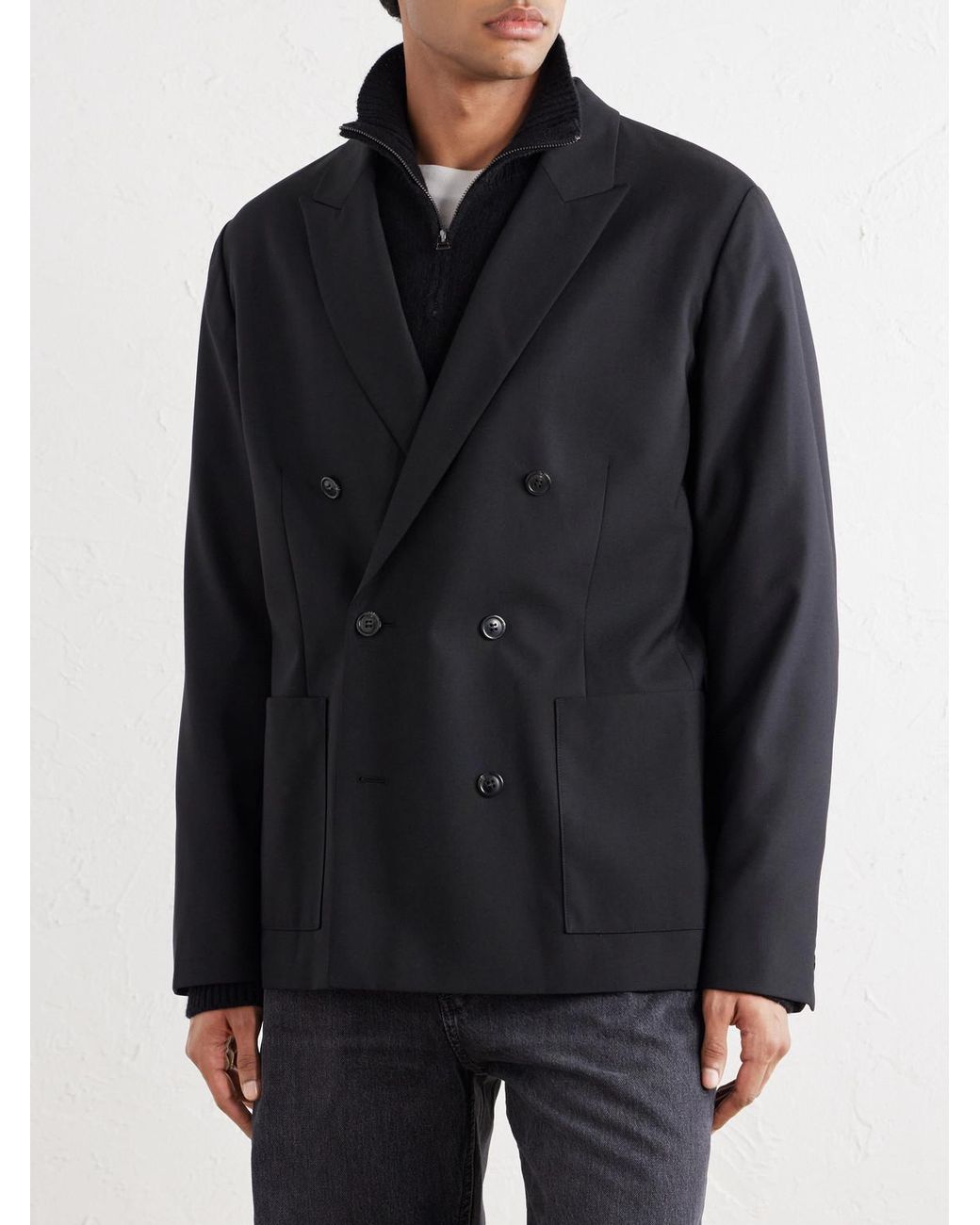 NN07 Black Jordin 10037 Double-Breasted Woven Blazer for men