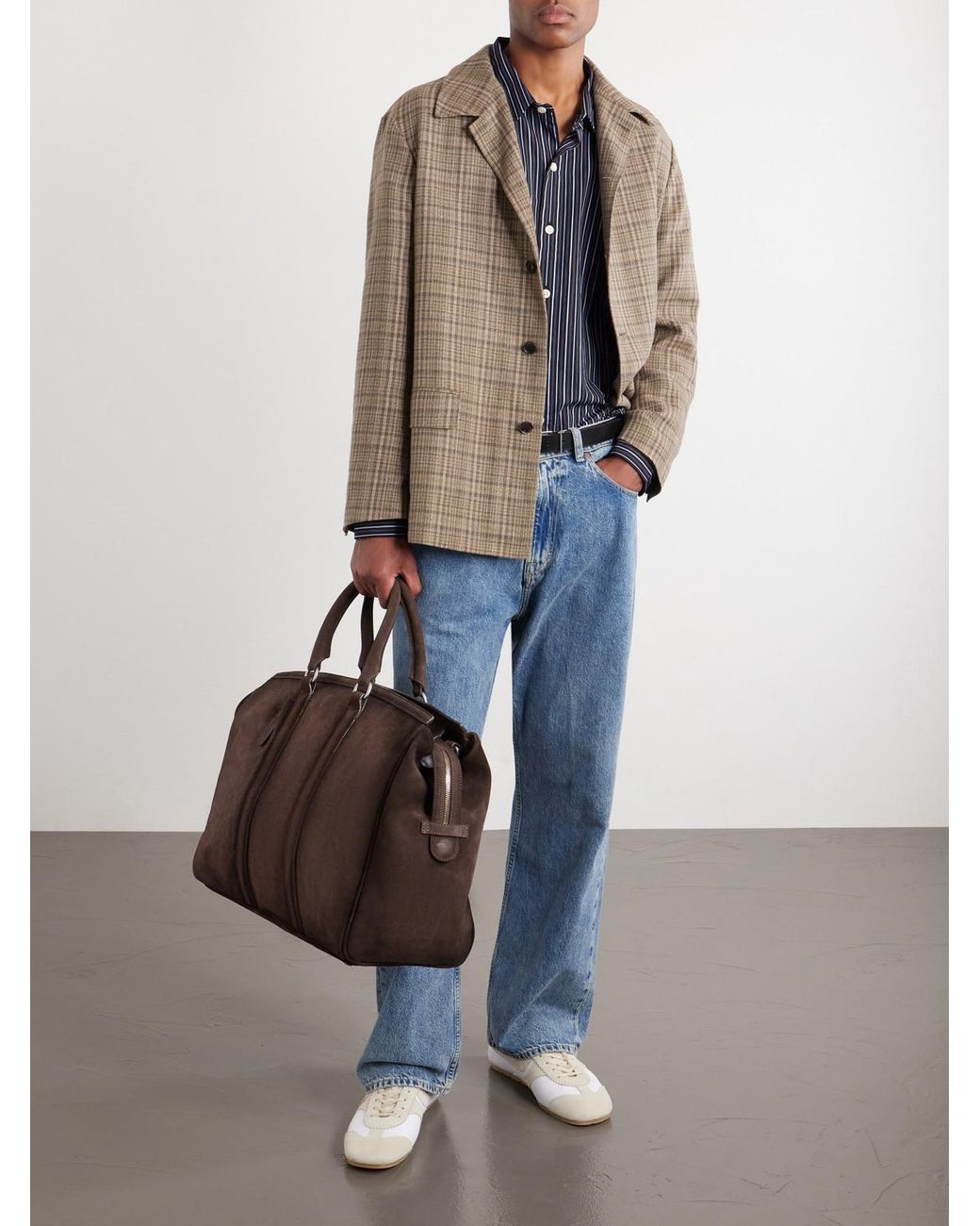 Officine Creative Brown Quentin 009 Suede Weekend Bag for men