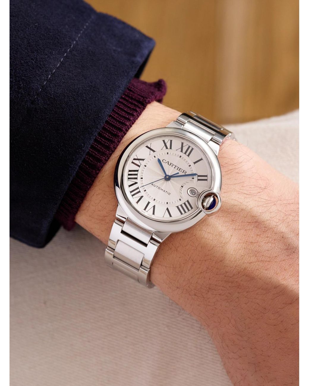 Cartier Black Ballon Bleu De Automatic Stainless Steel Watch, Ref. Wsbb0040 for men