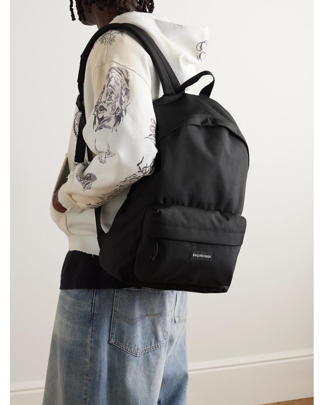 Balenciaga Black Explorer Canvas Backpack for men
