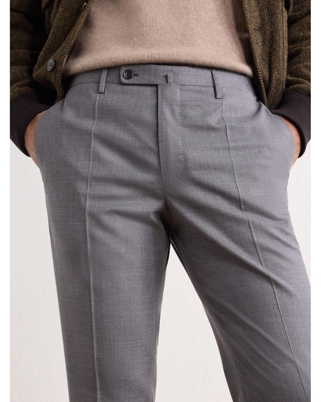 Slowear Gray Incotex Straight-Leg Tropical Wool Suit Trousers for men