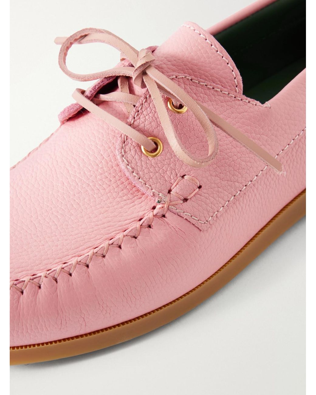 Boatman Full-Grain Leather Boat Shoes di VINNY'S in Pink da Uomo