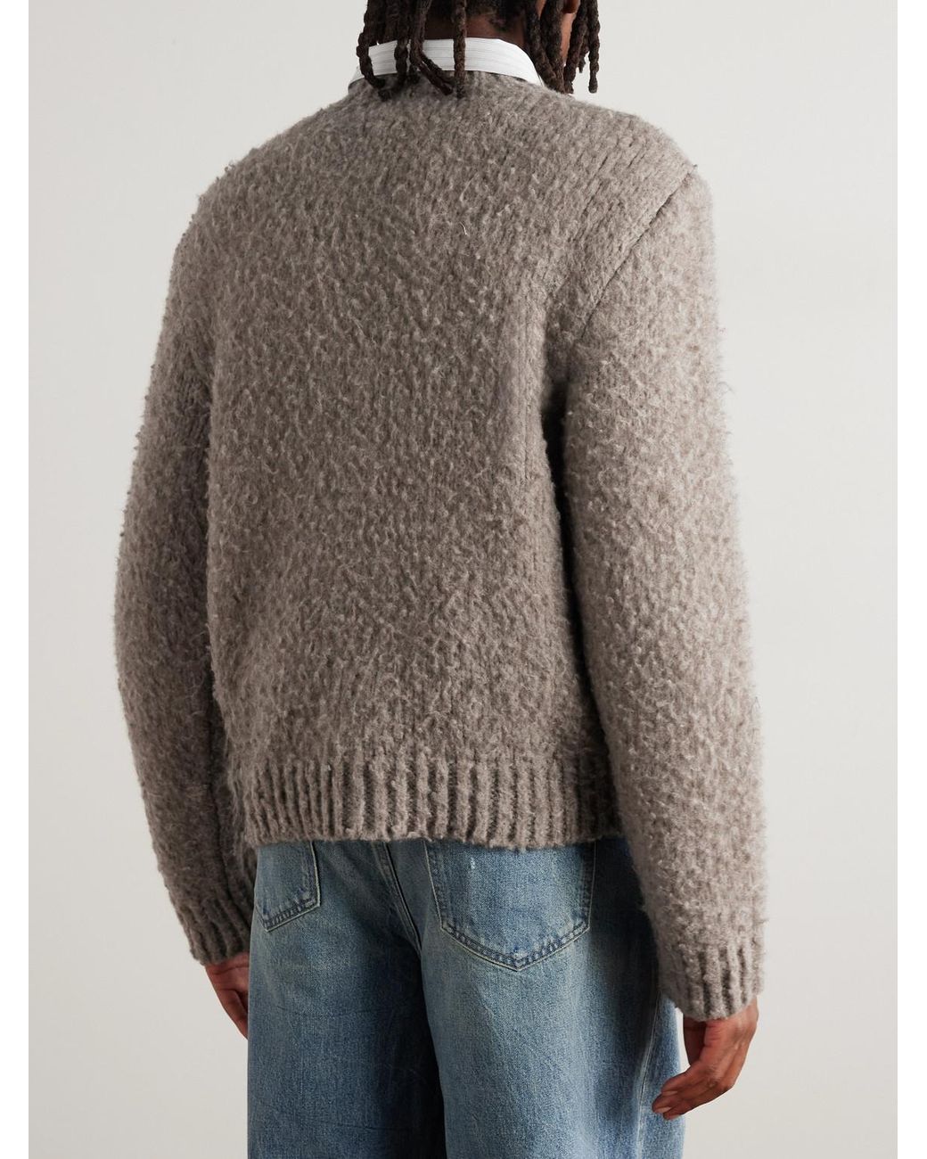Brushed Wool And Yak-Blend Sweater di Céline in Brown da Uomo