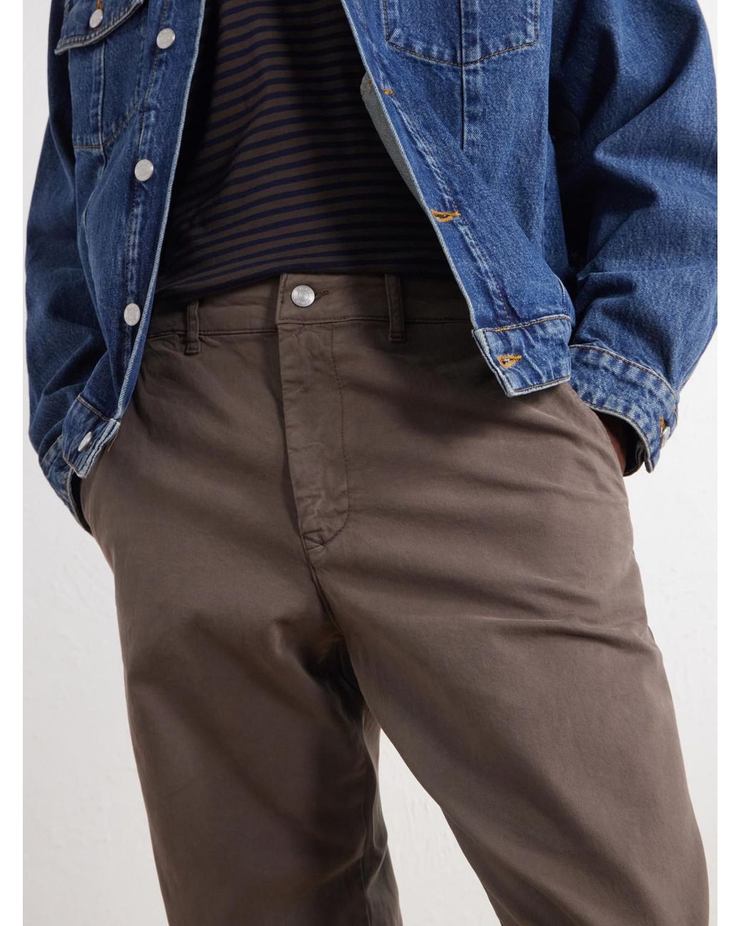 NN07 Gray Aden 1923 Straight-Leg Organic Cotton-Blend Twill Trousers for men