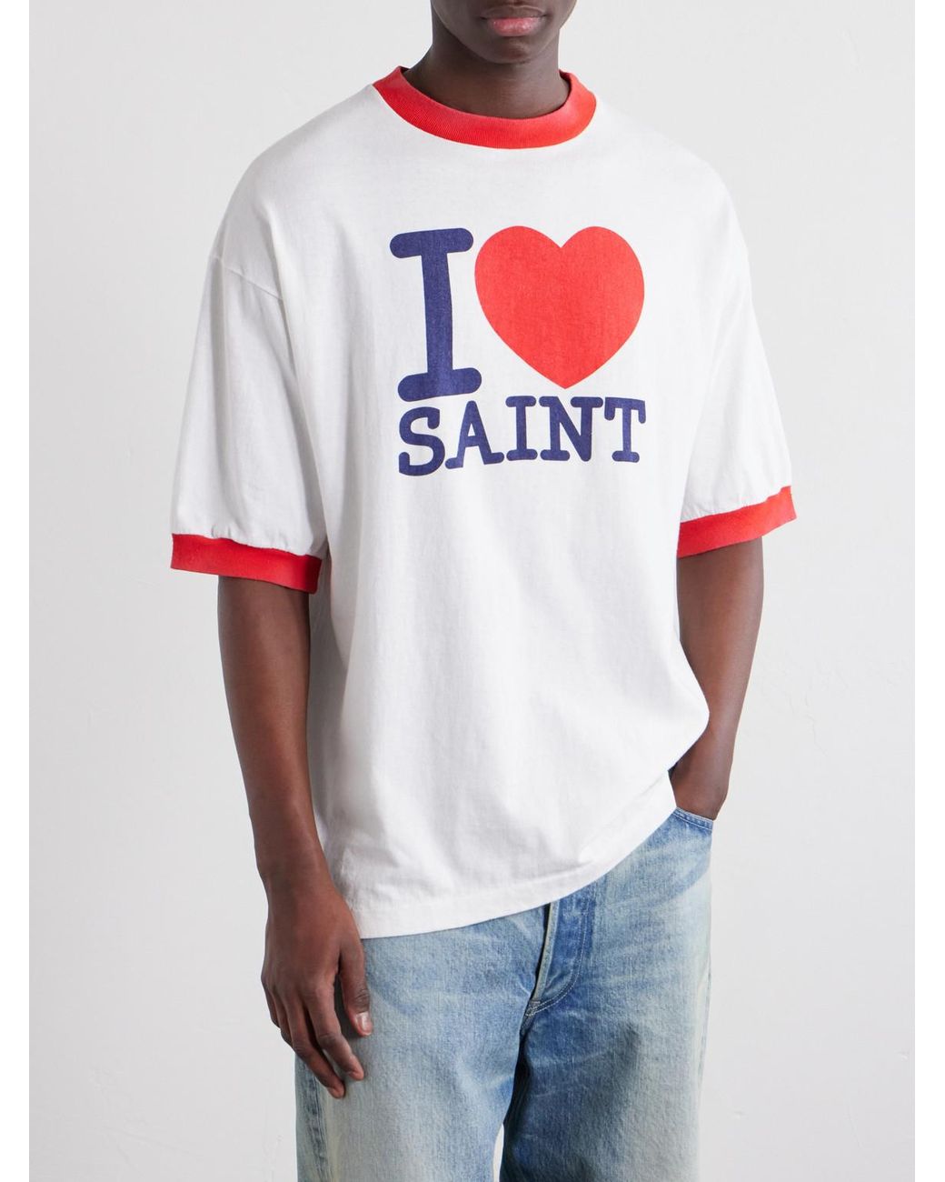 SAINT Mxxxxxx White I Love Saint Cotton-Jersey T-Shirt for men