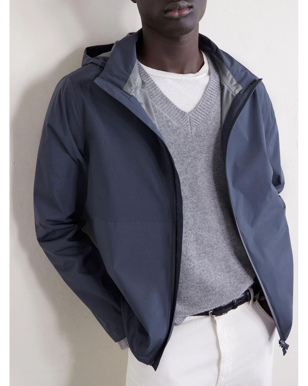 Herno Blue Shell Hooded Jacket for men