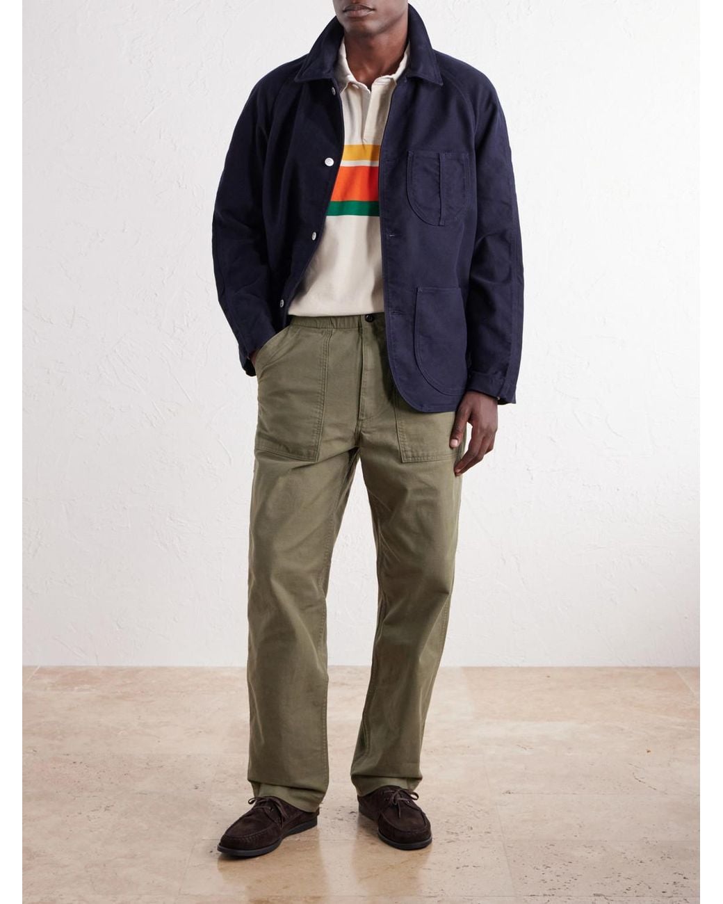 Drake's Green Straight-Leg Drawstring Cotton-Twill Trousers for men