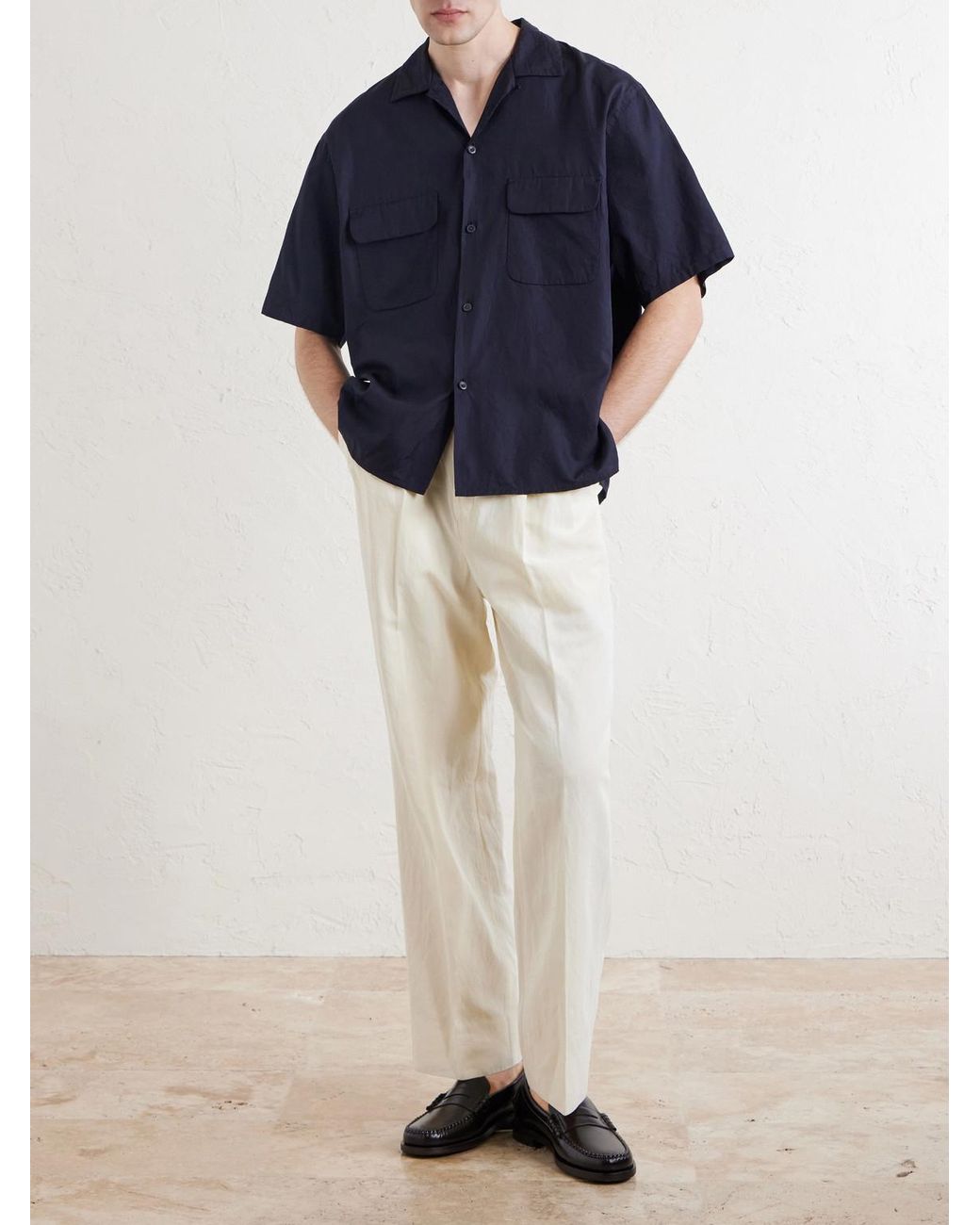 Kaptain Sunshine Blue Cotton And Silk-Blend Shirt for men