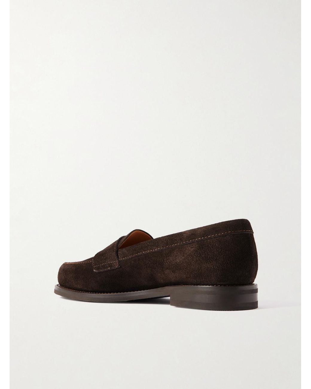 Morjas White The Ivy Suede Penny Loafers for men