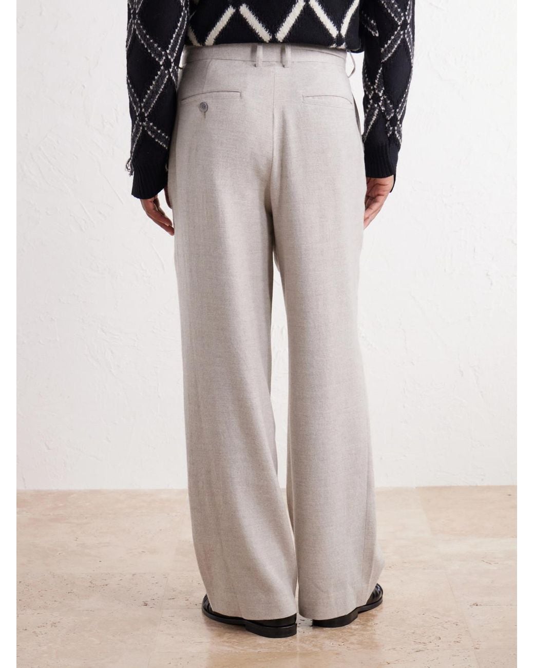 Blue Blue Japan White Straight-Leg Pleated Wool, Cotton And Yak-Blend Twill Trousers for men