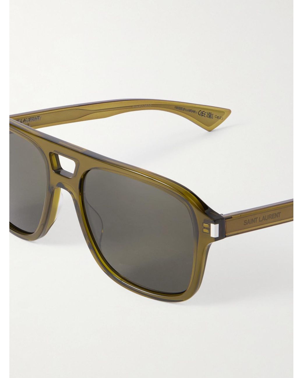 Saint Laurent Green Double-Bridge Aviator-Style Acetate Sunglasses for men