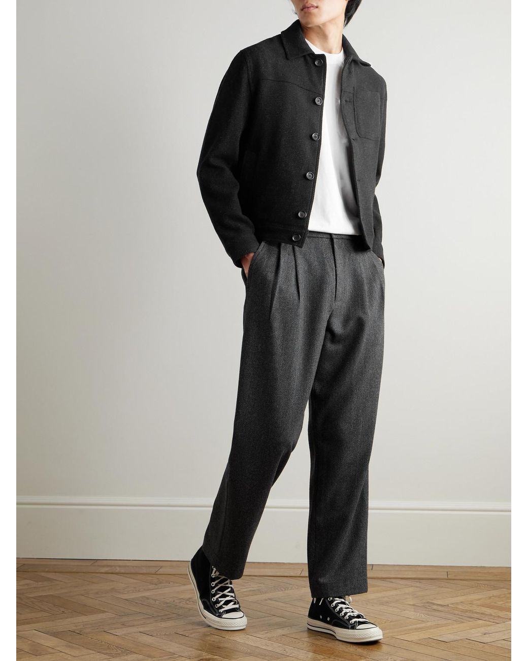 Oliver Spencer Black Buffalo Wool-Blend Jacket for men