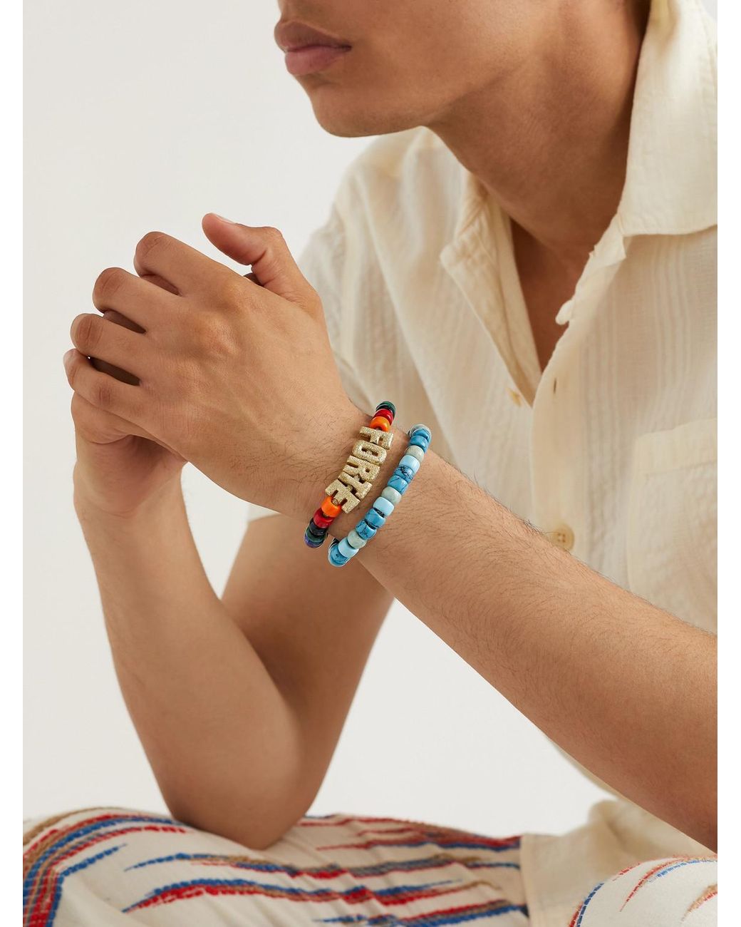Carolina Bucci Mykonos Forte Beads Blackened Multi-Stone Bracelet for men