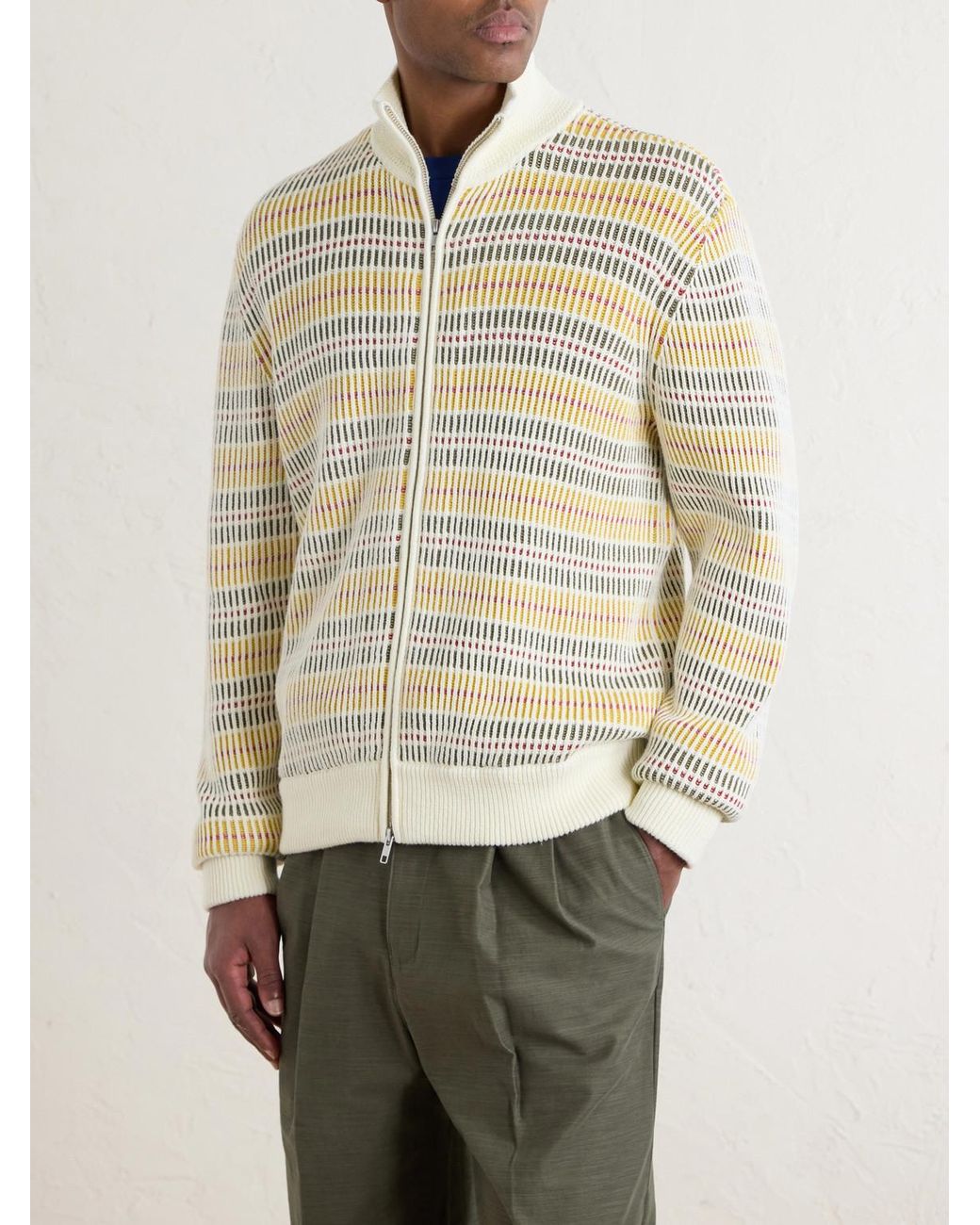 Aimé Leon Dore Natural Cable-Knit Cotton Zip-Up Sweater for men