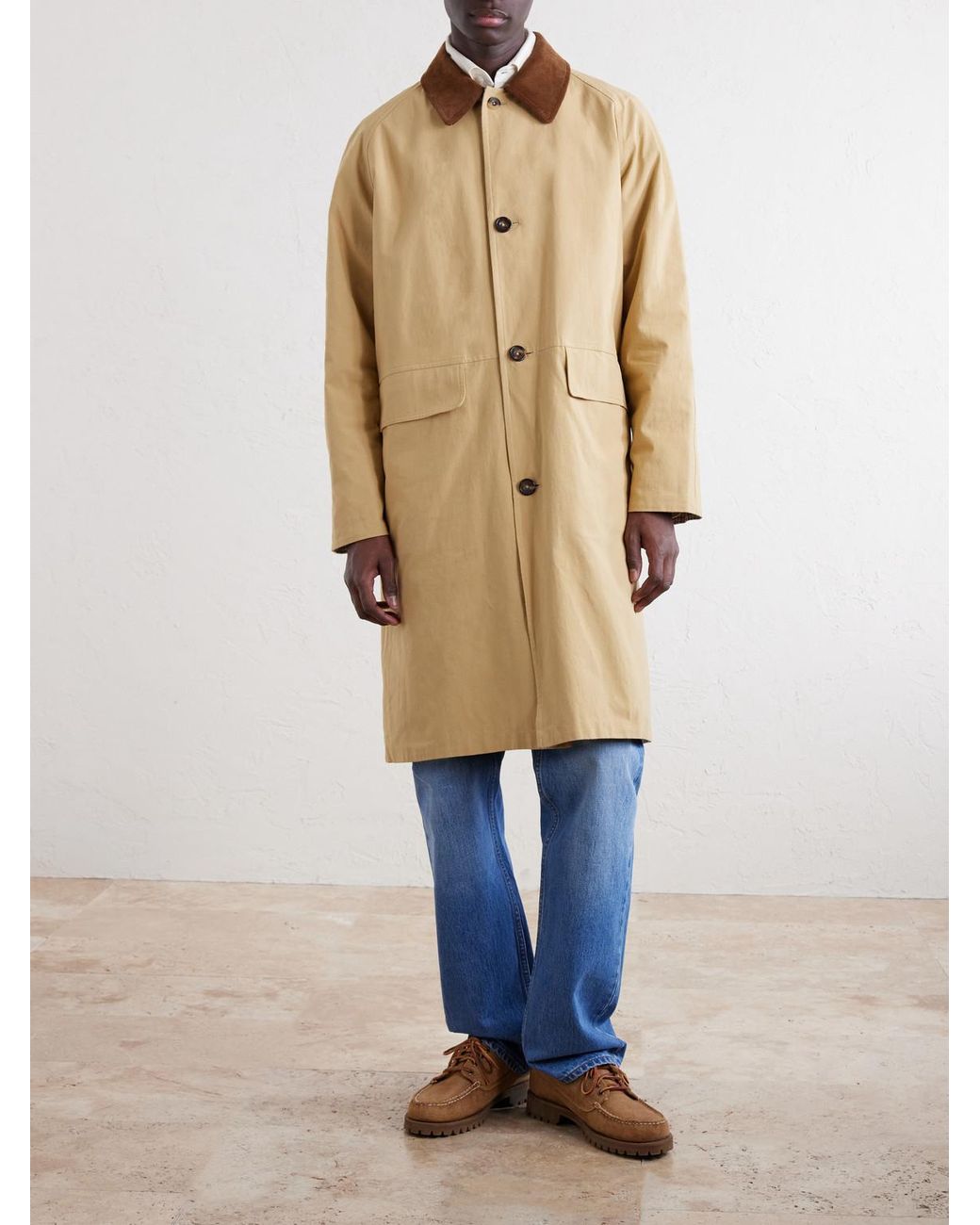 Drake's Natural Reversible Corduroy-Trimmed Cotton And Linen-Blend Jacket for men