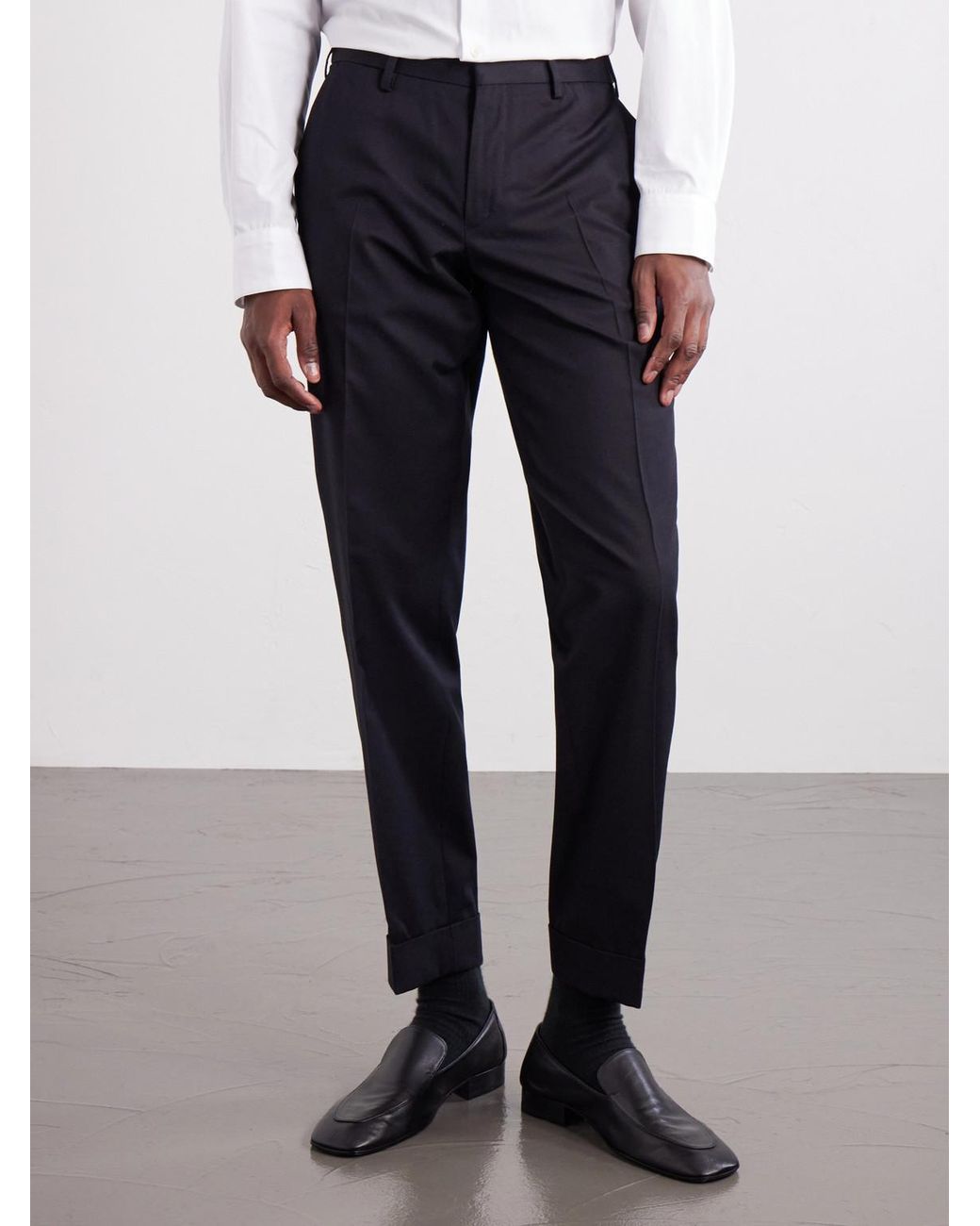 Dries Van Noten Blue Philip Straight-Leg Cotton And Wool-Blend Twill Trousers for men