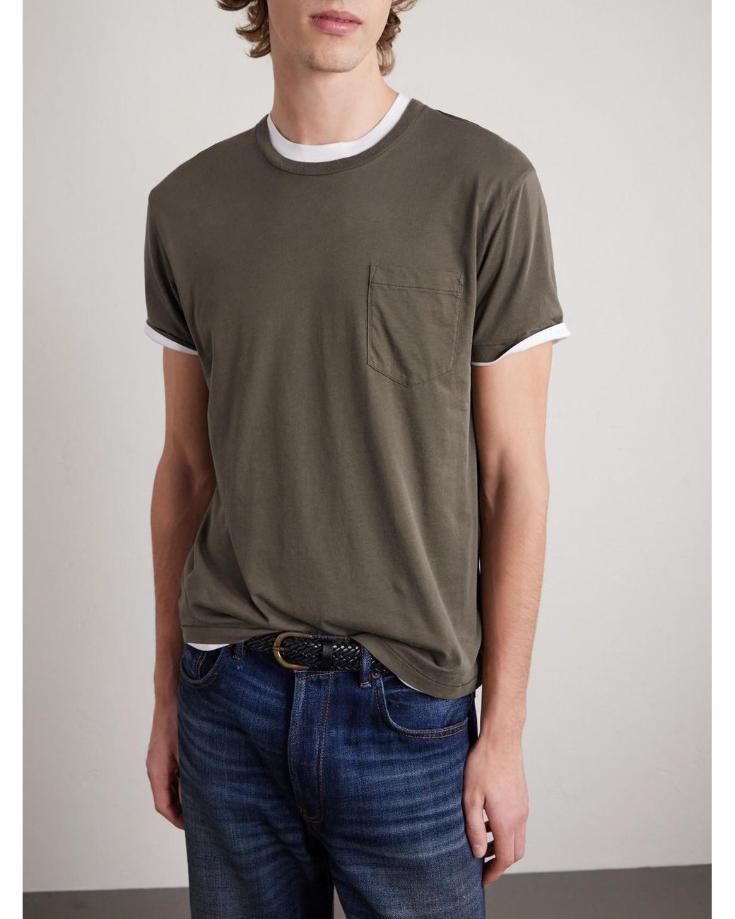 Tom Ford Gray Cotton And Silk-Blend T-Shirt for men
