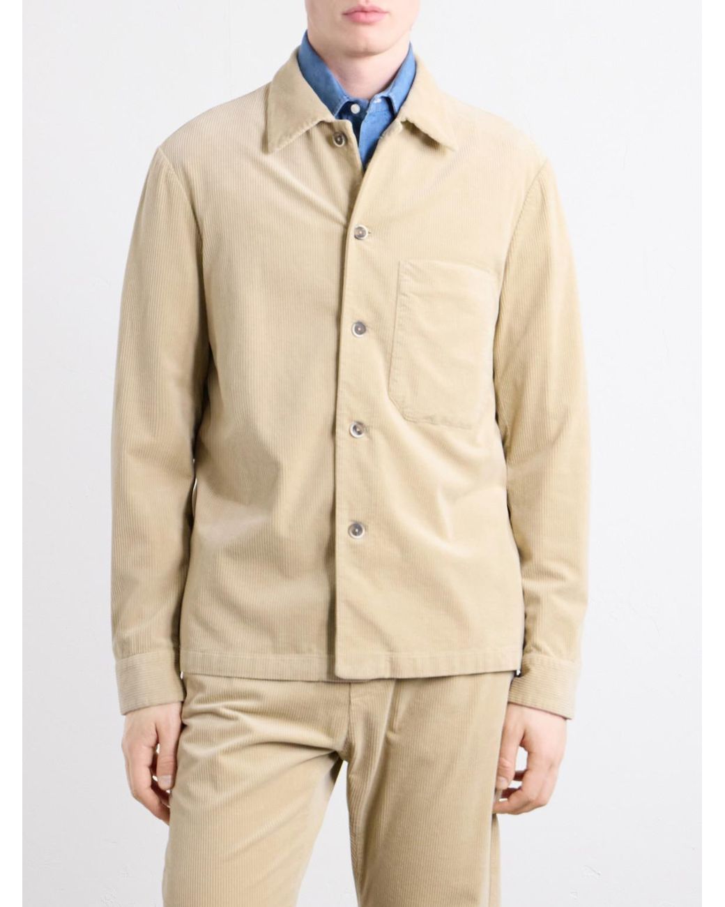 Barena Natural Cotton-Blend Corduroy Overshirt for men