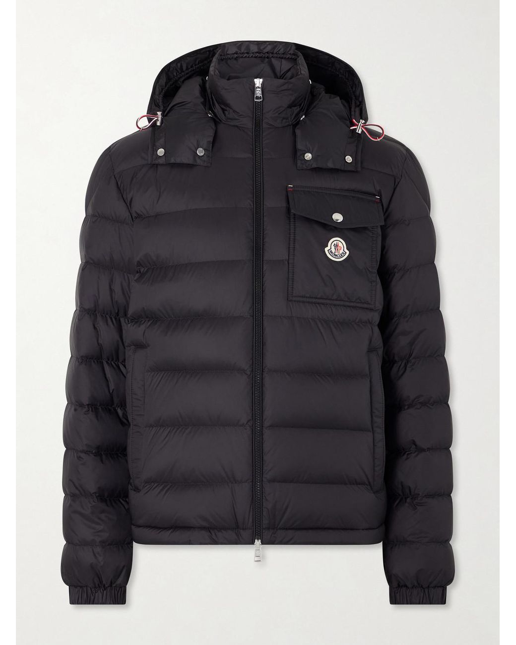 Moncler Black Verith Logo-Appliquéd Quilted Shell Hooded Down Jacket for men