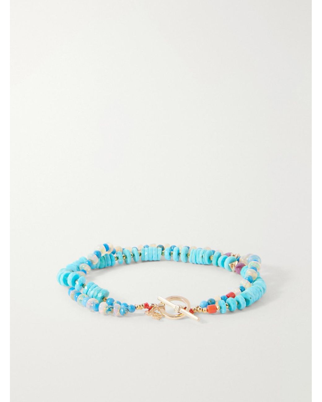 Peyote Bird Blue Alexandria 14-Karat Multi-Stone Beaded Bracelet for men