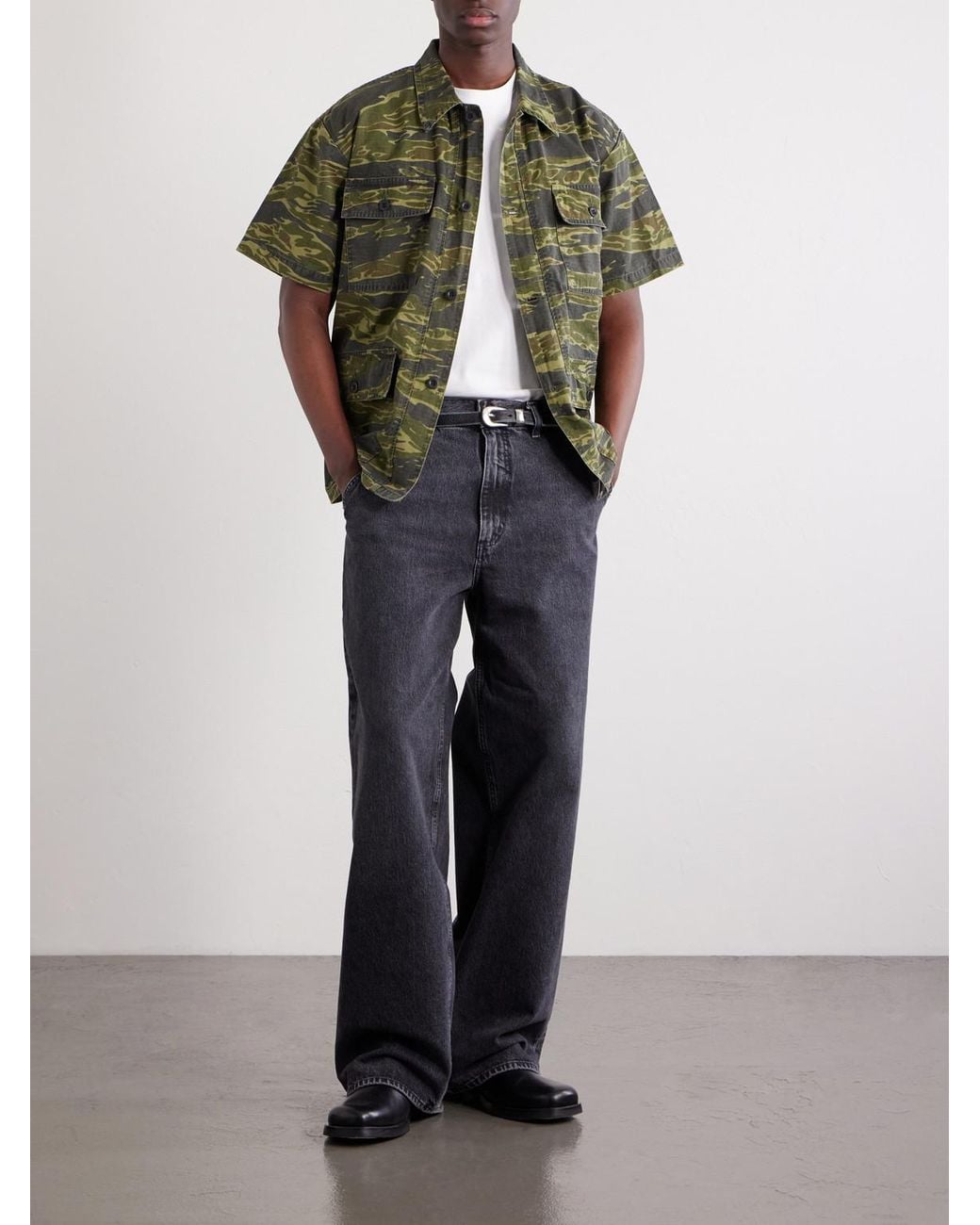 Orslow Green Camouflage-print Cotton-riptop Shirt for men