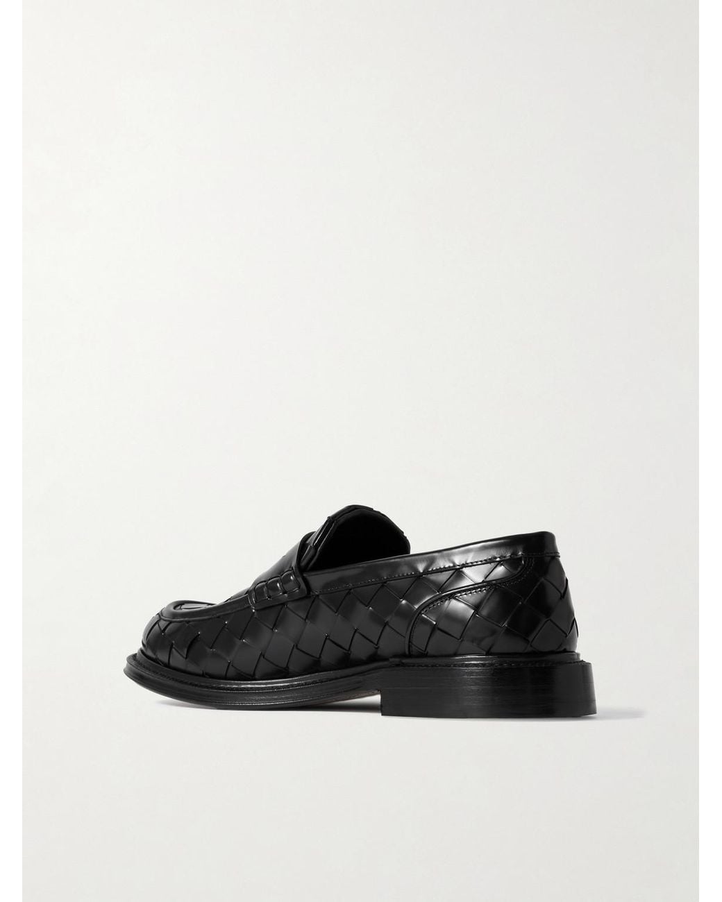 Bottega Veneta Black James Intrecciato Leather Penny Loafers for men