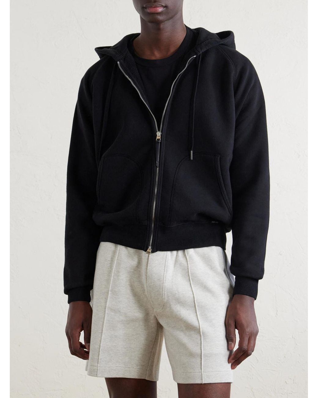 Tom Ford Blue Slim-Fit Cotton-Jersey Zip-Up Hoodie for men