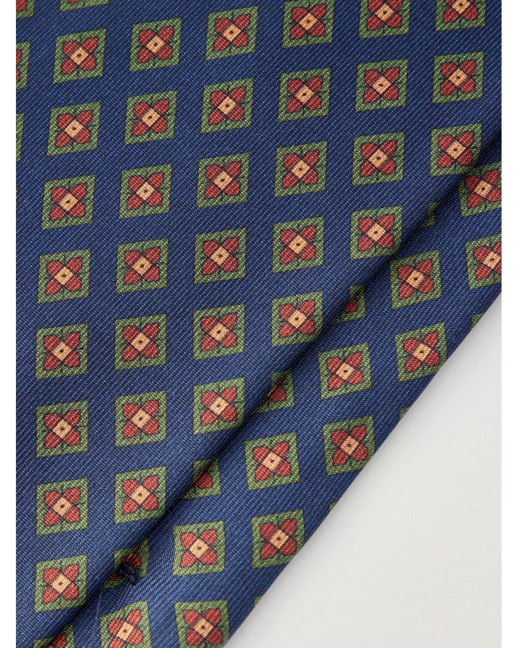 Rubinacci Blue 8Cm Printed Silk-Twill Tie for men