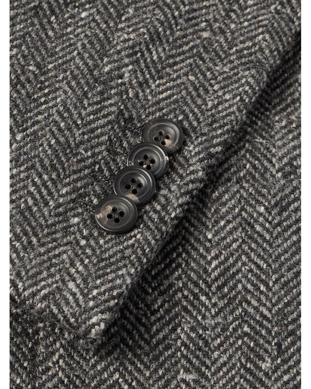 J. Mueser Black Waverly Herringbone Wool Blazer for men