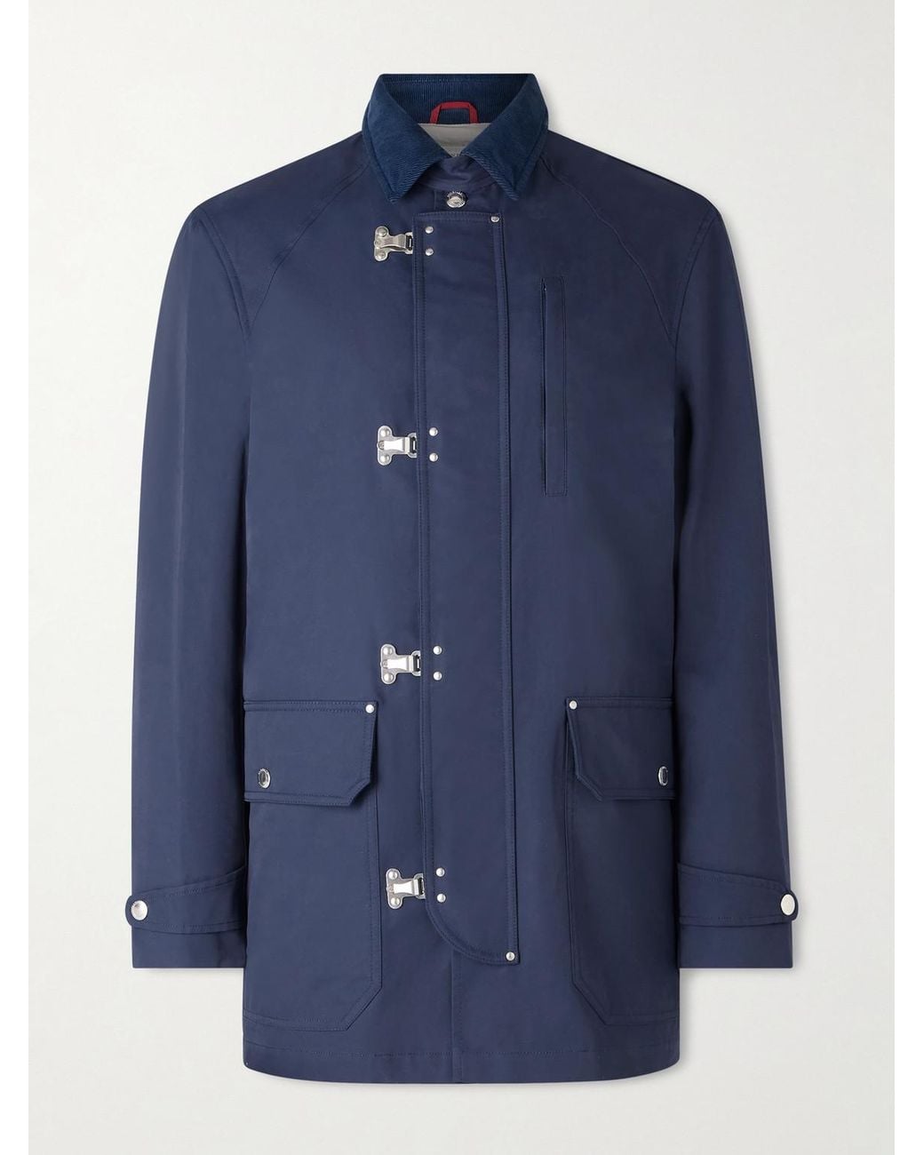 Brunello Cucinelli Blue Corduroy-Trimmed Cotton-Blend Field Jacket for men