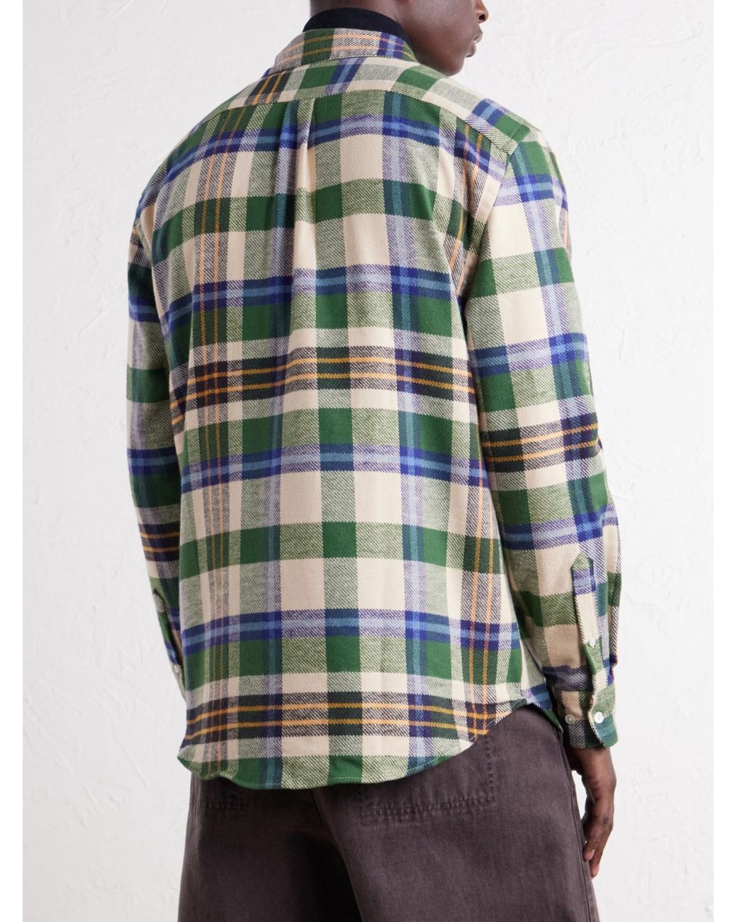 Portuguese Flannel Green Harbor Checked Cotton-Twill Shirt for men