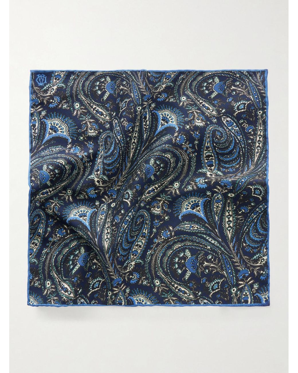 Dunhill Blue Printed Silk-Satin Pocket Square for men