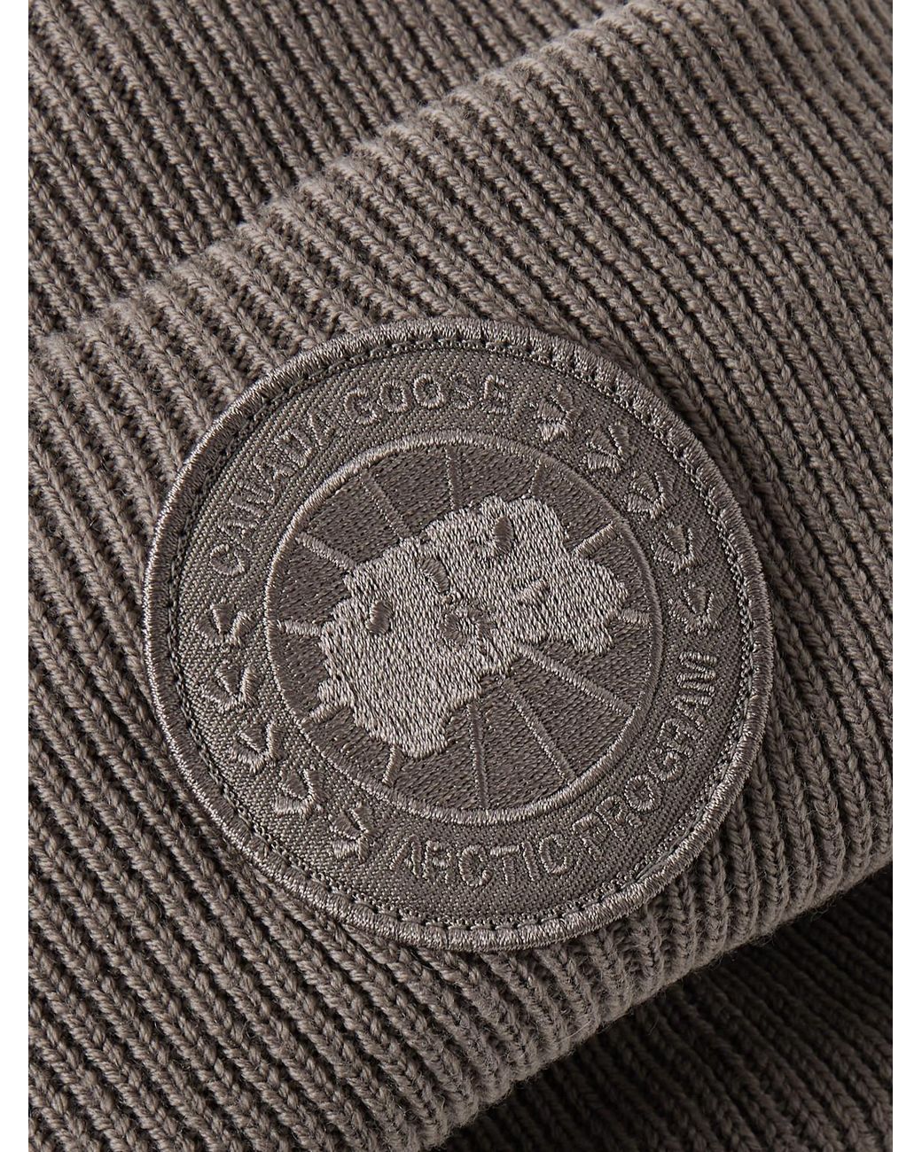 Canada Goose Gray Logo-Appliquéd Wool Beanie for men