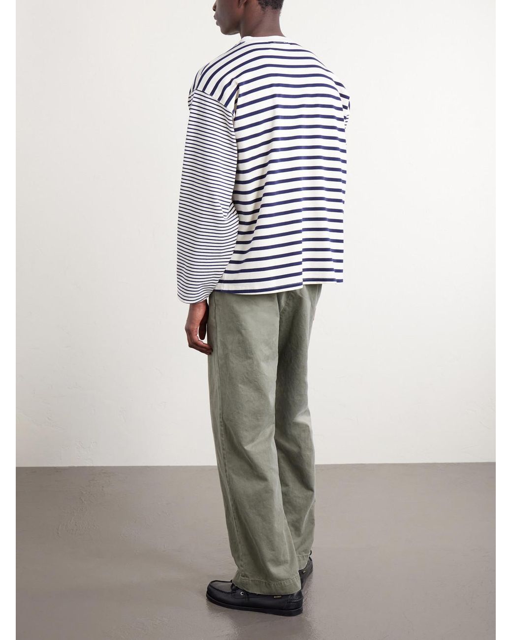 Remi Relief Gray Straight-leg Cotton Trousers for men