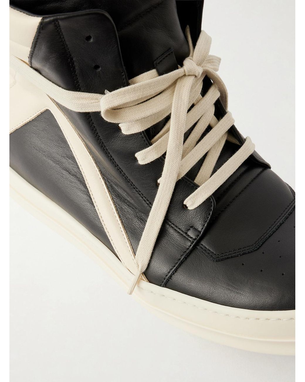 Rick Owens Metallic Geobasket Panelled Leather And Rubber Sneakers for men