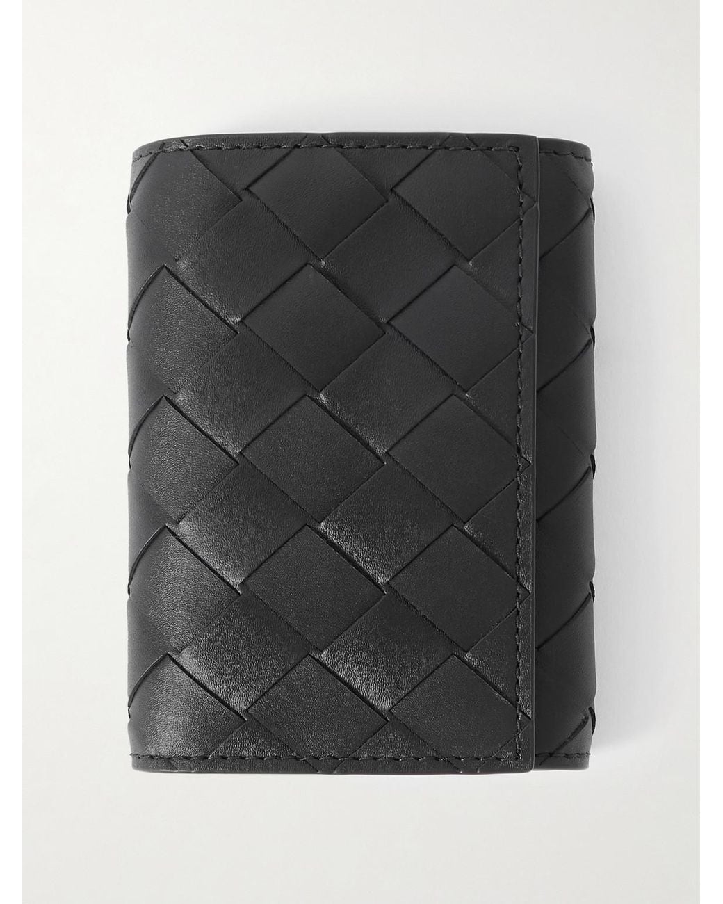 Bottega Veneta Black Intrecciato Leather And-Tone Key Holder Case for men