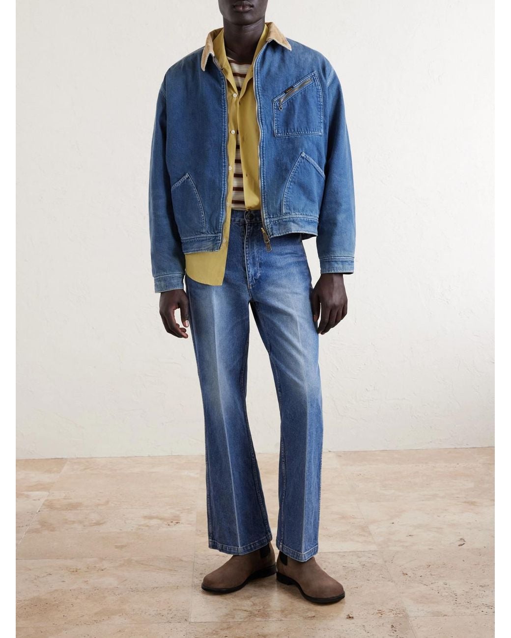 Kapital Blue Virgin Mary Reversible Corduroy-trimmed Denim Jacket for men