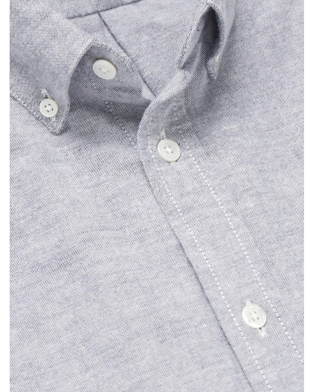 Portuguese Flannel Gray Button-Down Collar Brushed-Cotton Oxford Shirt for men