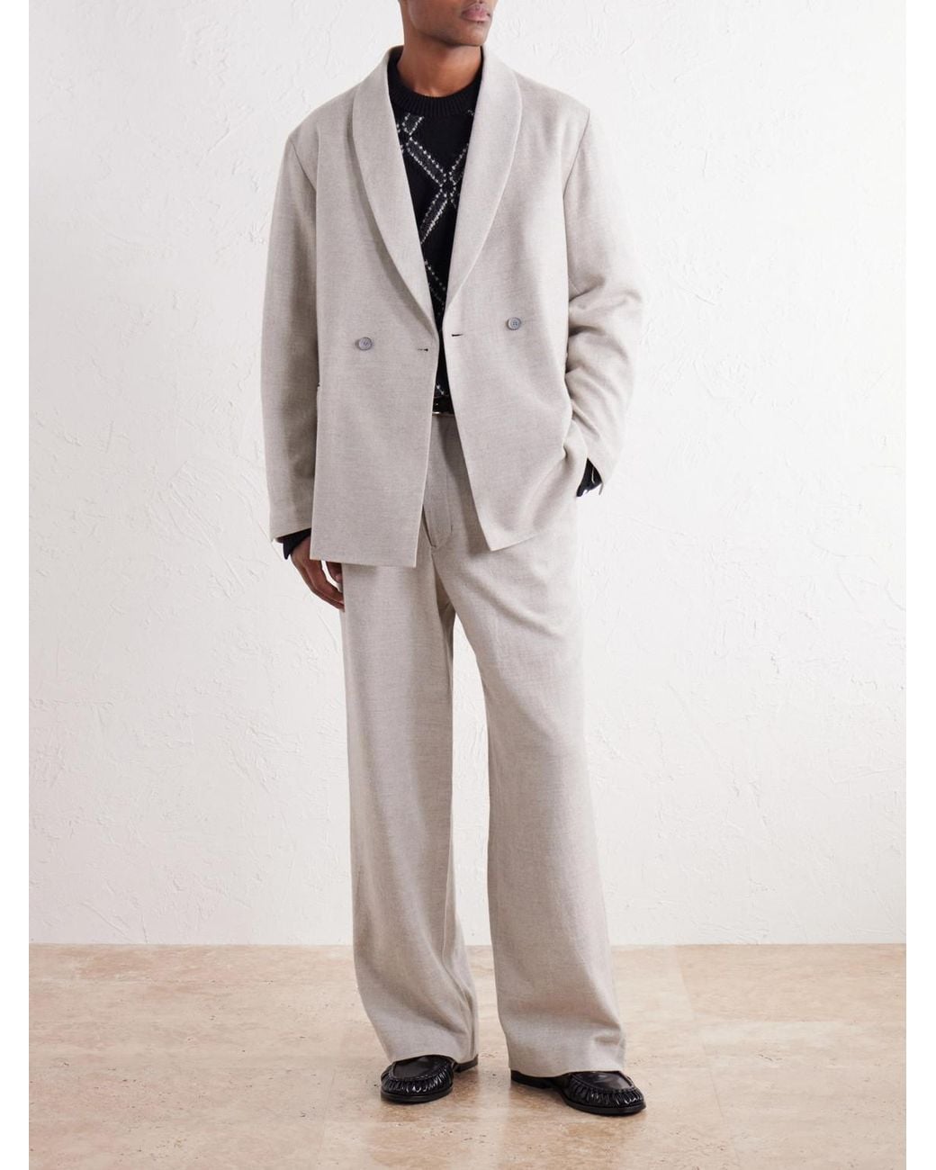 Blue Blue Japan White Shawl-Collar Wool, Cotton And Yak-Blend Twill Suit Jacket for men