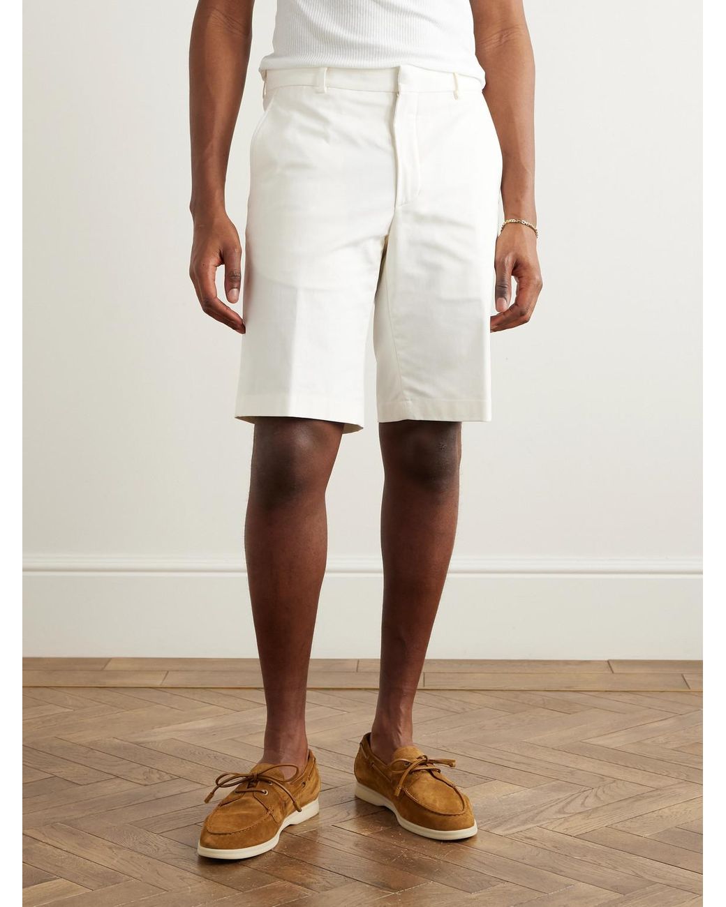 Loro Piana White Jarno Straight-leg Stretch-cotton Bermuda Shorts for men