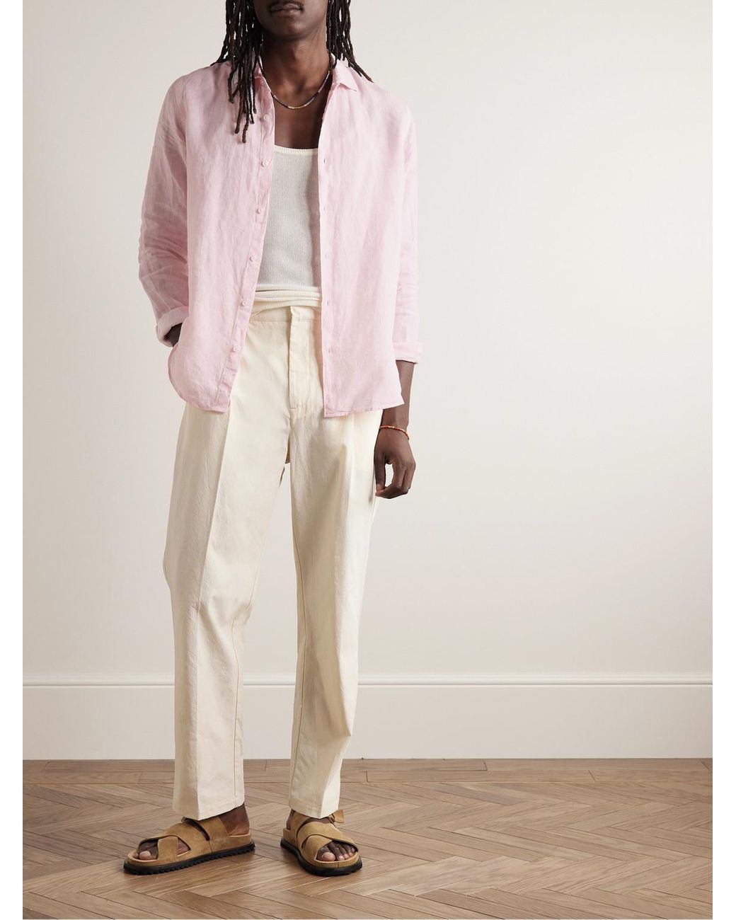 Orlebar Brown Pink Giles Linen Shirt for men
