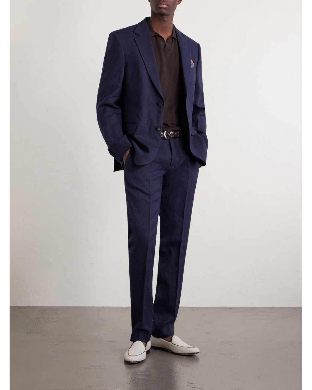 Mr P. Blue Phillip Slim-Fit Linen Suit Trousers for men
