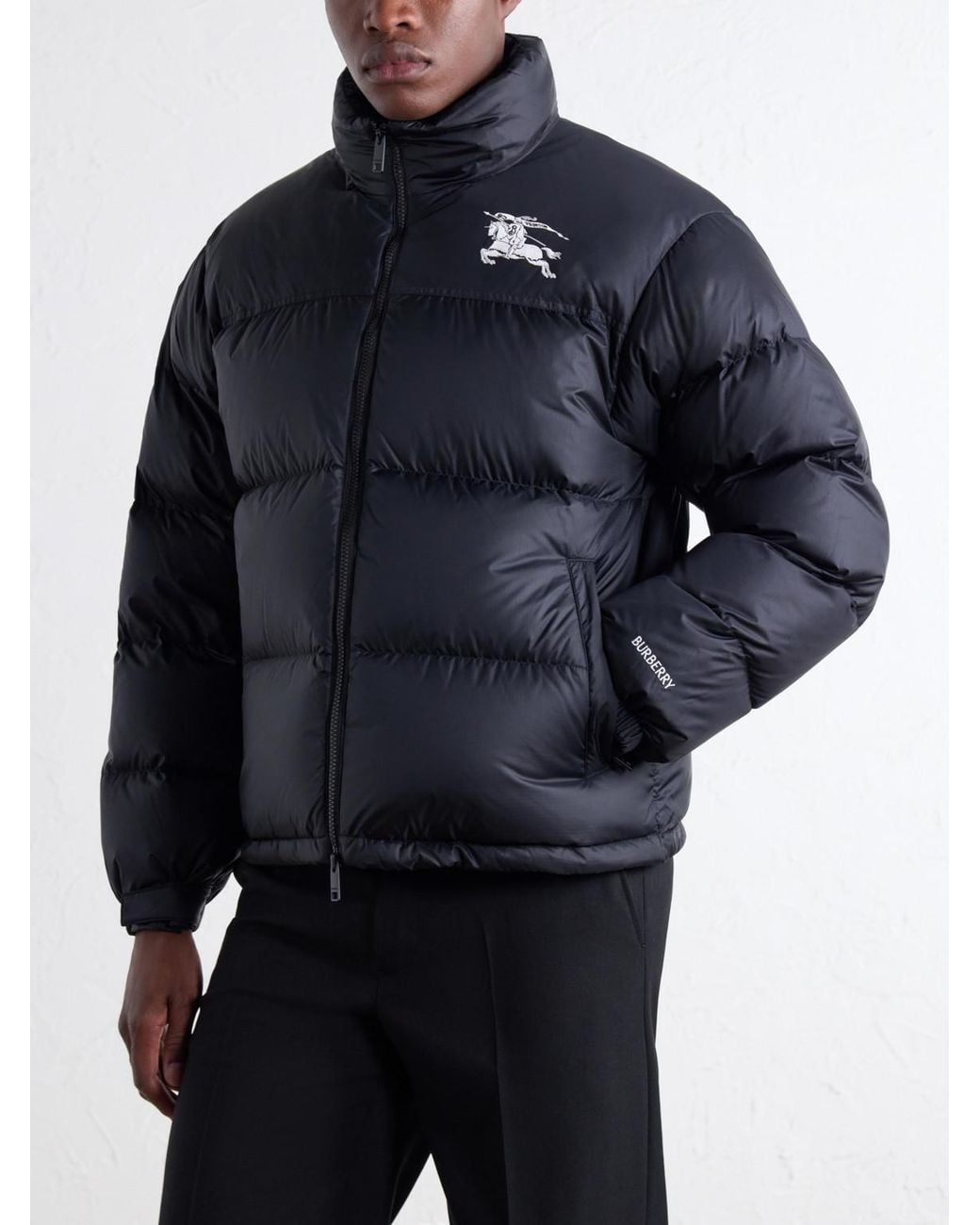 Burberry Black Highlands Logo-Embroidered Quilted Shell Down Jacket for men