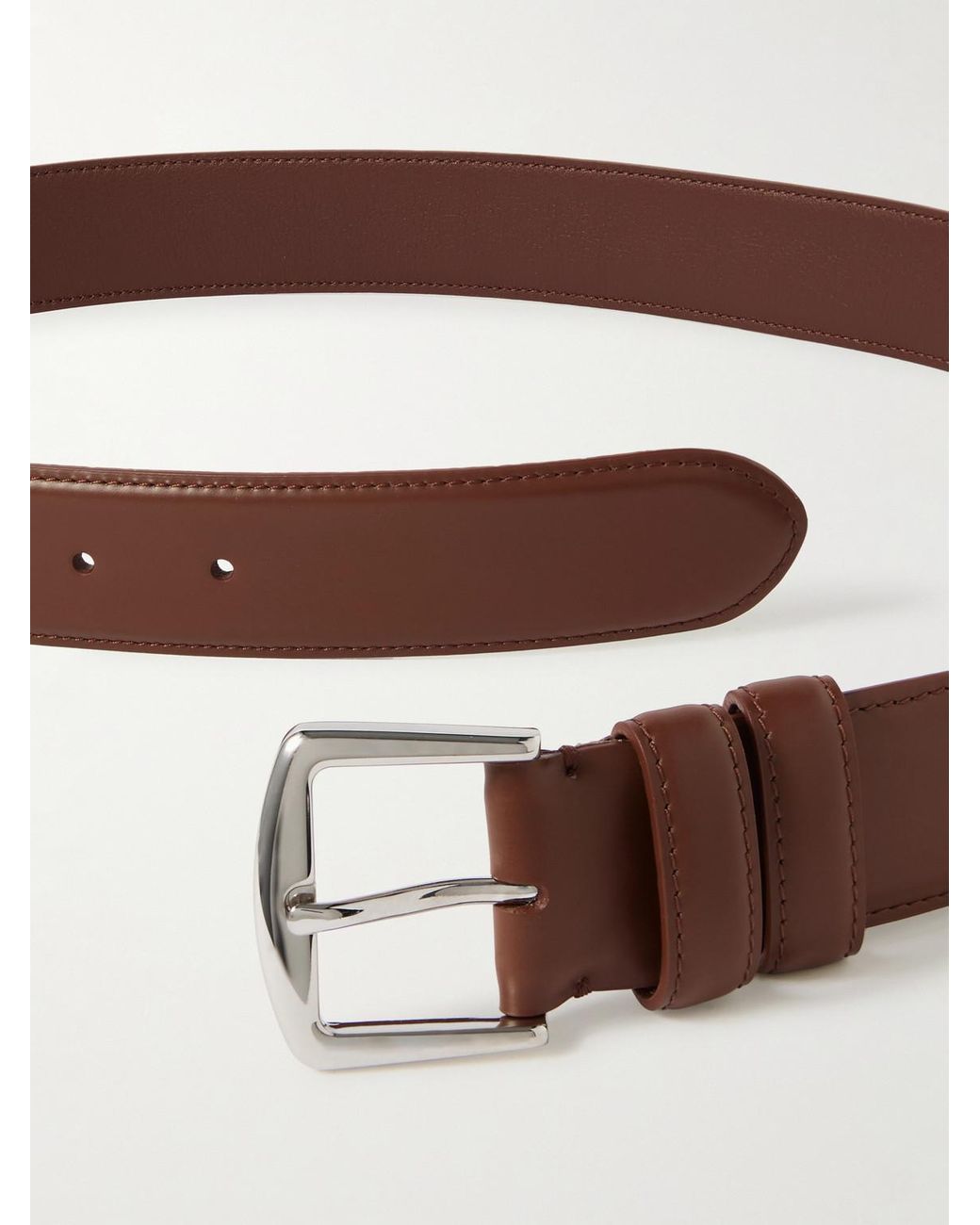 Loro Piana Brown Alsavel 3Cm Leather Belt for men